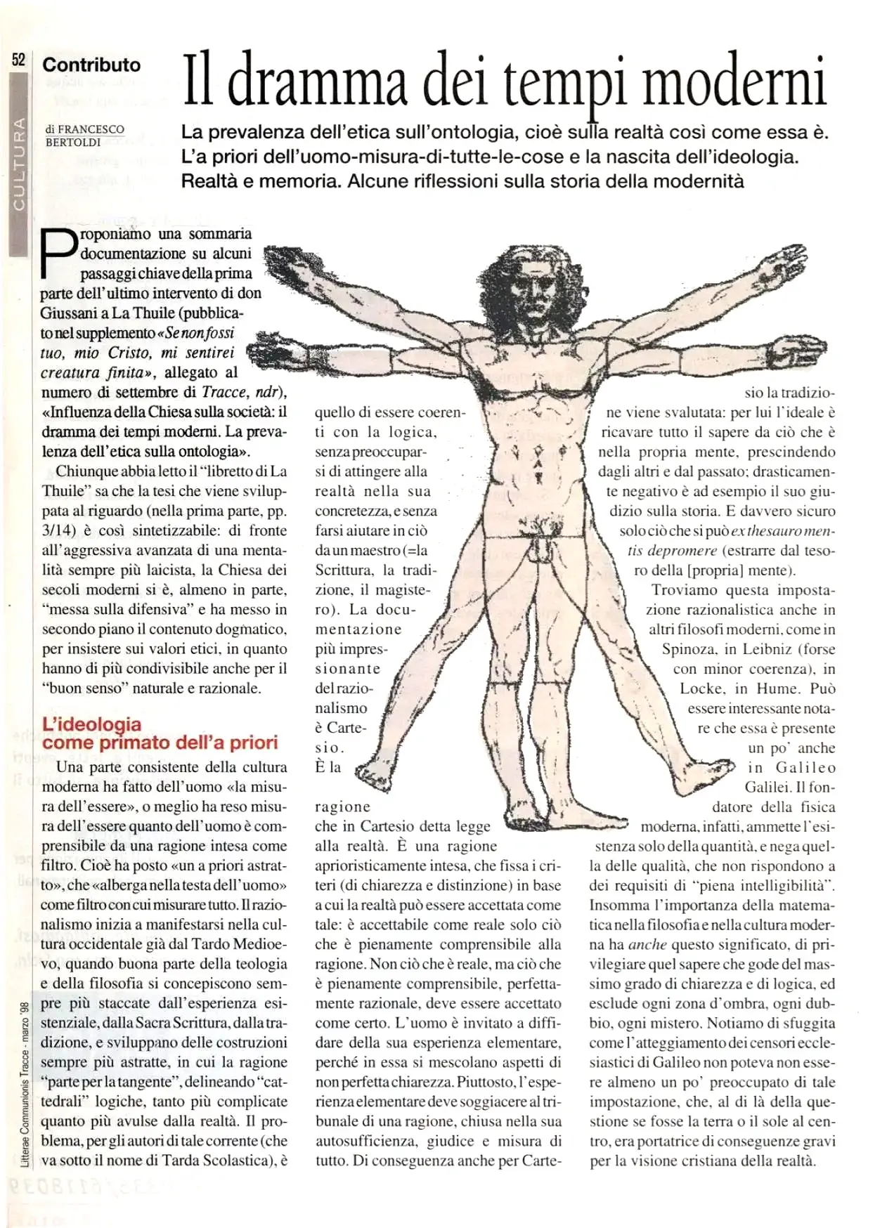 la prima pagina dell'articolo su Tracce la prima pagina dell'articolo su Tracce